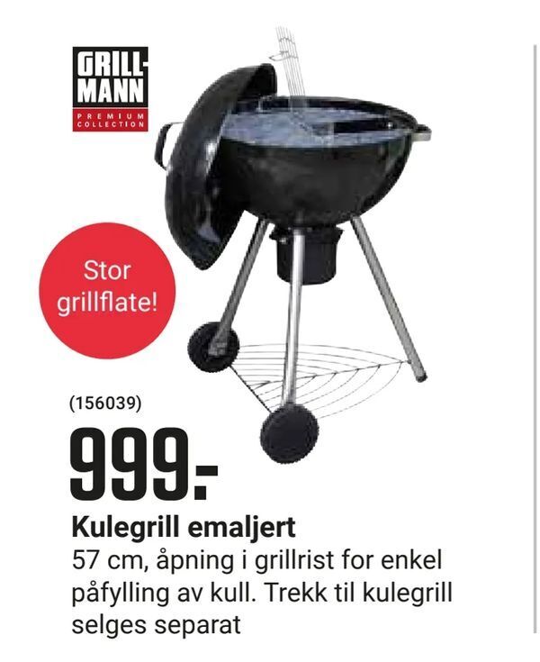 Europris Kulegrill emaljert tilbud