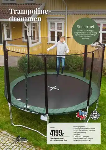 Europris Trampoline med sikkerhetsnett 4,2 m tilbud