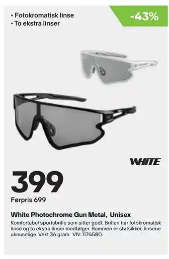 XXL Sport White Photochrome Gun Metal, Unisex tilbud