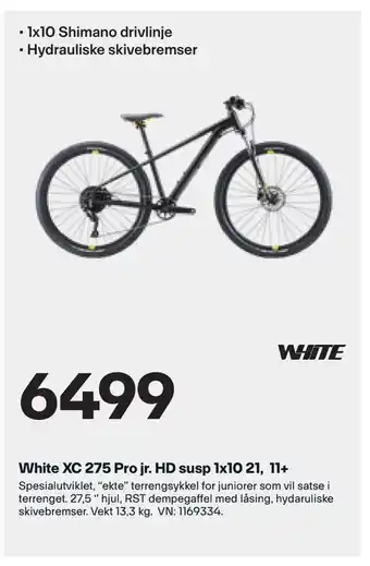 XXL Sport White XC 275 Pro jr. HD susp 1x10 21, 11+ tilbud