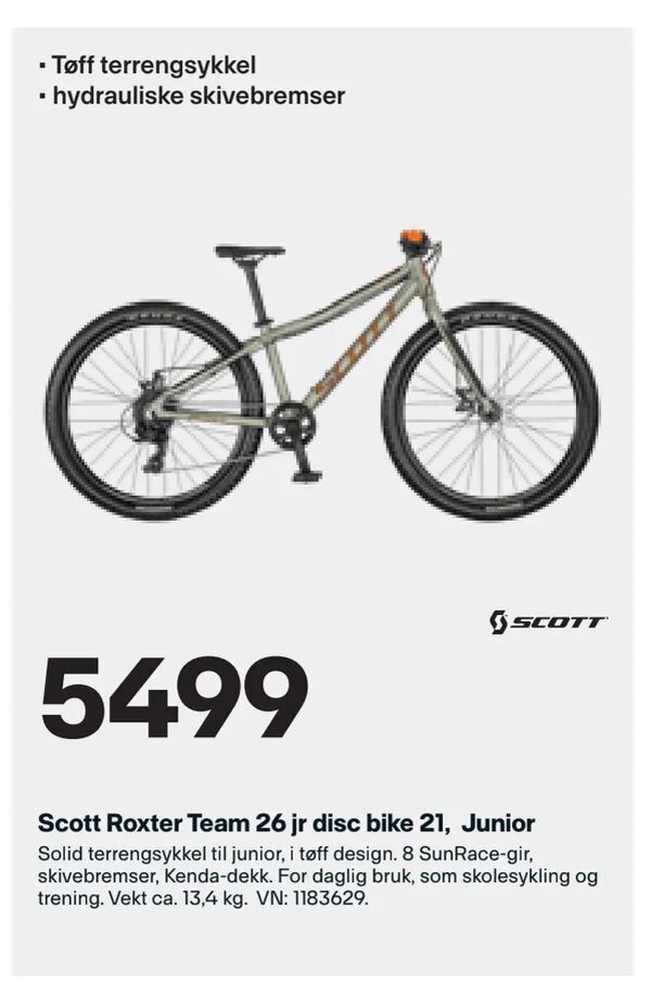 XXL Sport Scott Roxter Team 26 jr disc bike 21, Junior tilbud