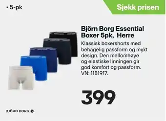 XXL Sport Björn Borg Essential Boxer 5pk, Herre tilbud