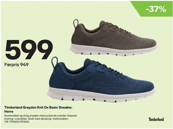 XXL Sport Timberland Graydon Knit Ox Basic Sneaker, Herre tilbud