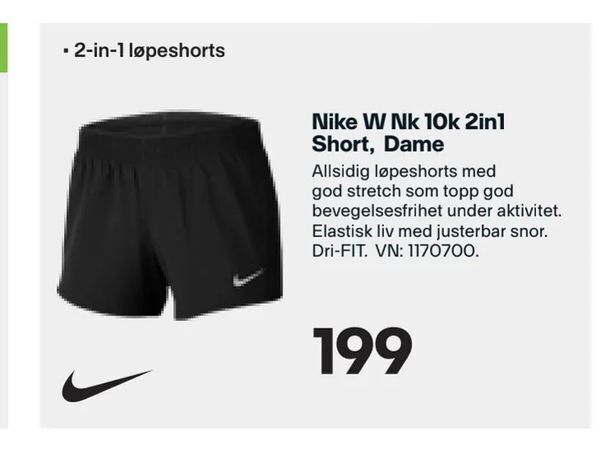 Nike W Nk 10k 2in1 Short Dame tilbud hos XXL Sport