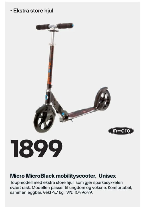XXL Sport Micro MicroBlack mobilityscooter, Unisex tilbud