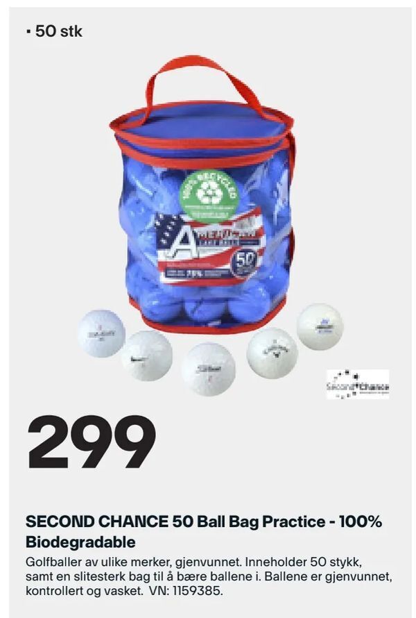 XXL Sport SECOND CHANCE 50 Ball Bag Practice - 100% Biodegradable tilbud