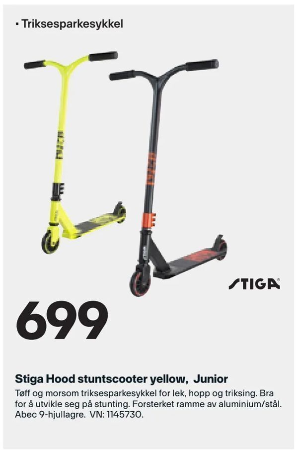 XXL Sport Stiga Hood stuntscooter yellow, Junior tilbud