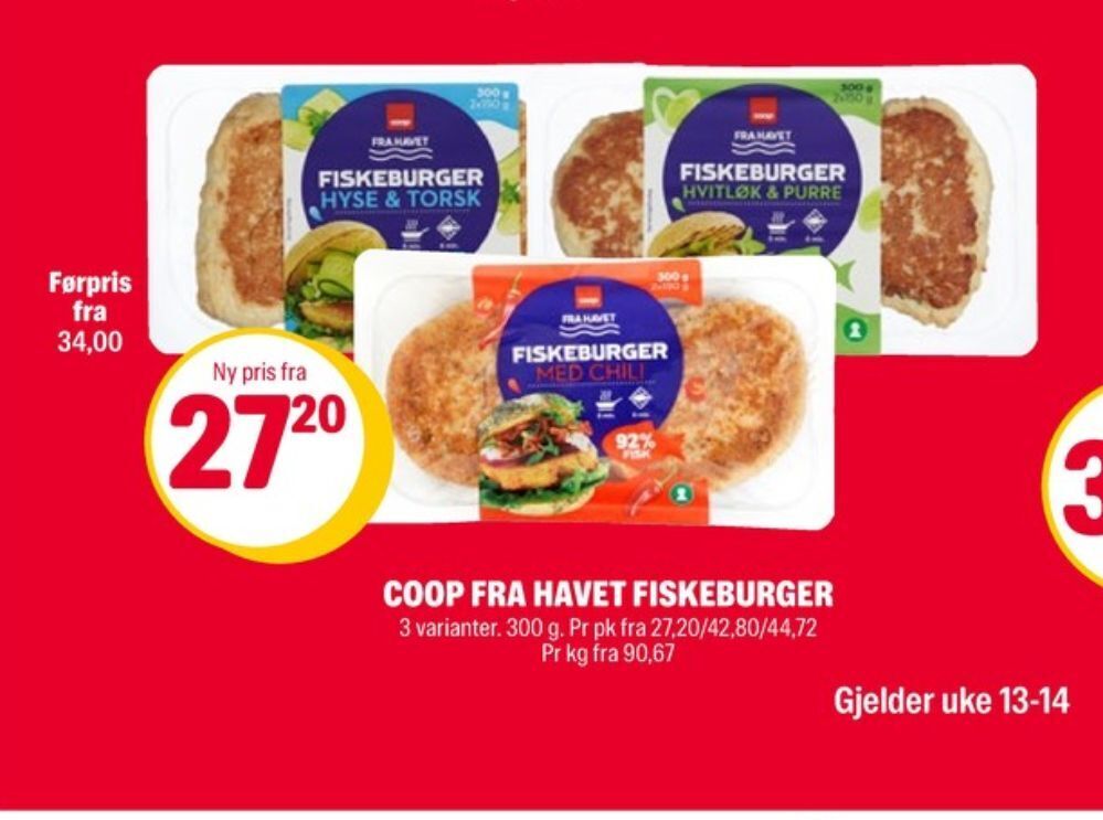 Coop Extra Coop fiskeburger tilbud