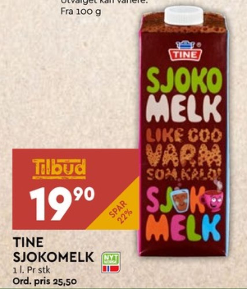 Coop Mega Tine sjokolademelk tilbud