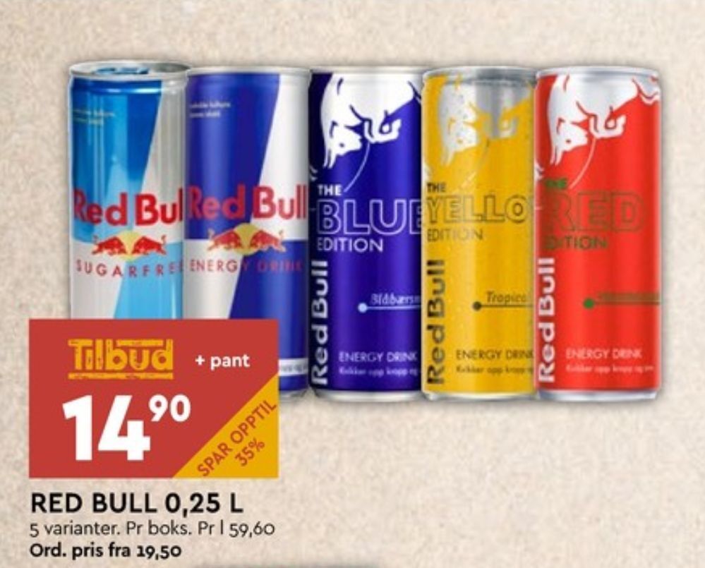 Coop Mega Red bull energidrikk tilbud