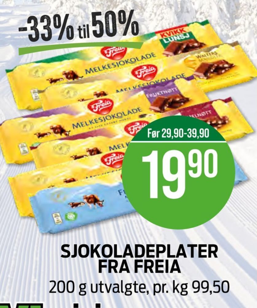 Kiwi Kvikk lunsj sjokoladeplate tilbud