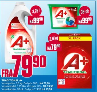 Europris A+ vaskepulver tilbud