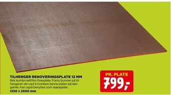 jem & fix Tilhenger renoveringsplate 12 mm tilbud
