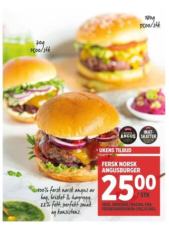 Meny Fersk norsk angusburger tilbud