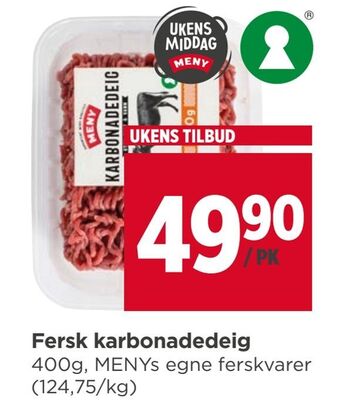 Meny Fersk karbonadedeig tilbud