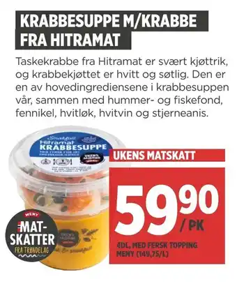 Meny Krabbesuppe m/krabbe fra hitramat tilbud