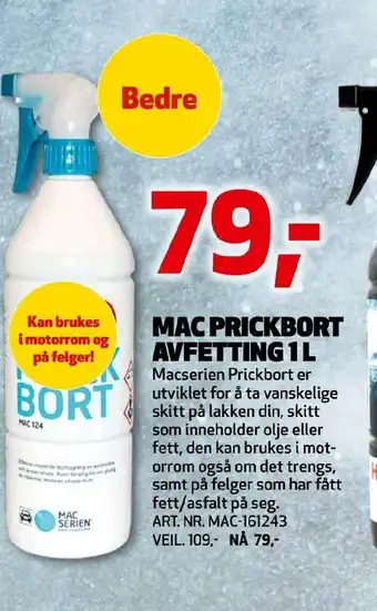 Mac Prickbort Avfetting 1 L