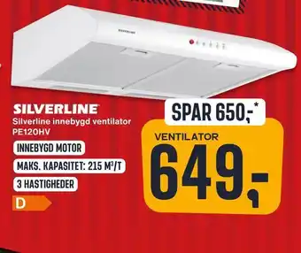 Skousen Silverline innebygd ventilator PE120HV tilbud