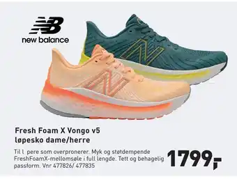 Intersport Fresh Foam X Vongo v5 løpesko dame/herre tilbud