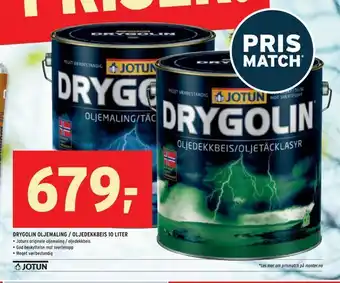 Montér Drygolin oljemaling / oljedekkbeis 10 liter tilbud