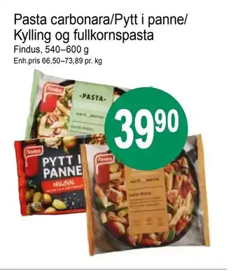 Joker Pasta carbonara/Pytt i panne/ Kylling og fullkornspasta tilbud
