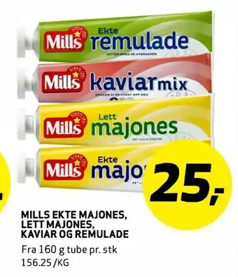 Bunnpris Mills ekte majones, lett majones, kaviar og remulade tilbud