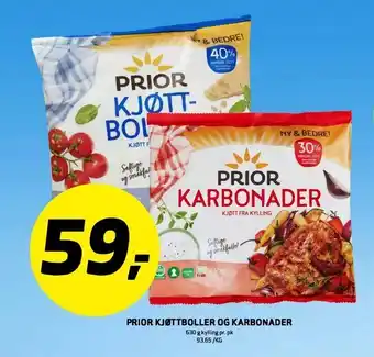 Bunnpris PRIOR KJØTTBOLLER OG KARBONADER tilbud
