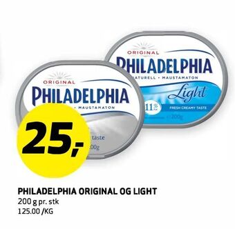 Bunnpris Philadelphia original og light tilbud