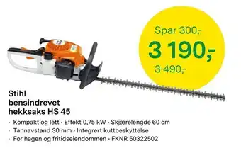 Felleskjøpet Stihl bensindrevet hekksaks HS 45 tilbud
