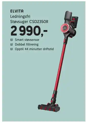 ELON Elvita Ledningsfri Støvsuger CSD2350R tilbud