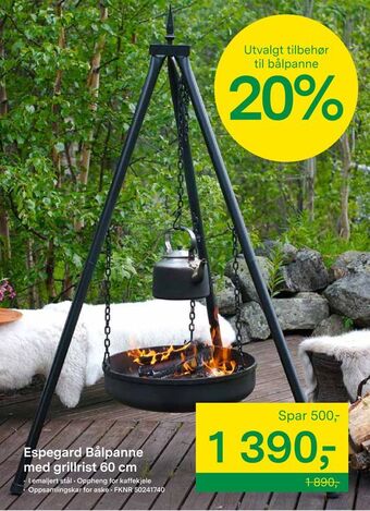 Felleskjøpet Espegard Bålpanne med grillrist 60 cm tilbud