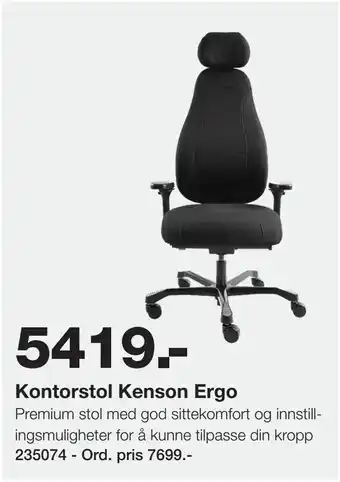 Staples Kontorstol Kenson Ergo tilbud