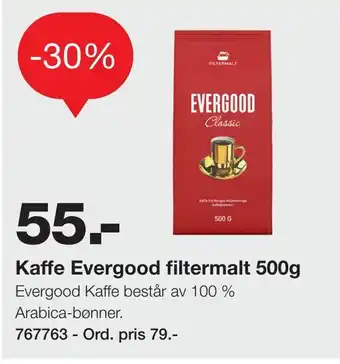Staples Kaffe Evergood filtermalt 500g tilbud