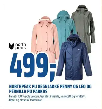 Coop Obs Northpeak pu regnjakke penny og leo og pernilla pu parkas tilbud