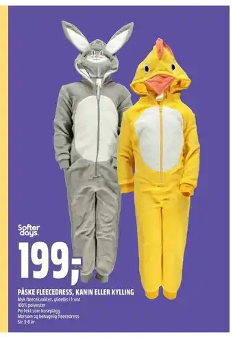 Coop Obs Påske fleecedress, kanin eller kylling tilbud