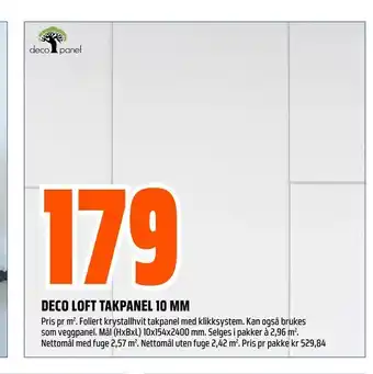 Obs Bygg Deco loft takpanel 10 mm tilbud
