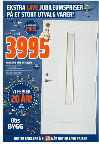 Obs Bygg Harmonie kine ytterdør tilbud