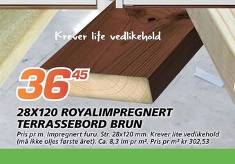 Coop Byggmix 28x120 royalimpregnert terrassebord brun tilbud