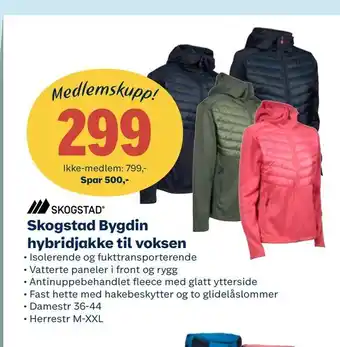 Coop Obs Skogstad Bygdin hybridjakke til voksen tilbud