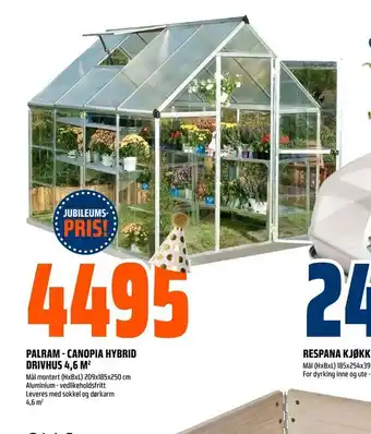 Obs Bygg Palram - canopia hybrid drivhus 4,6 m2 tilbud