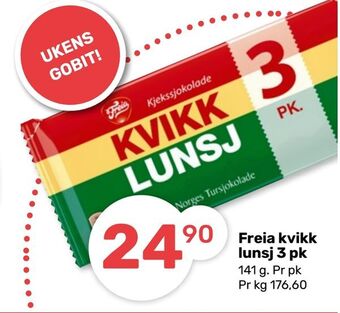 Coop Marked Freia kvikk lunsj 3 pk tilbud