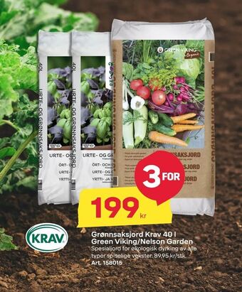 Byggmax Grønnsaksjord Krav 40 l Green Viking/Nelson Garden tilbud