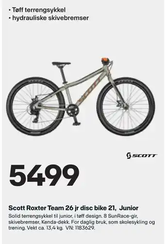 XXL Sport Scott Roxter Team 26 jr disc bike 21, Junior tilbud