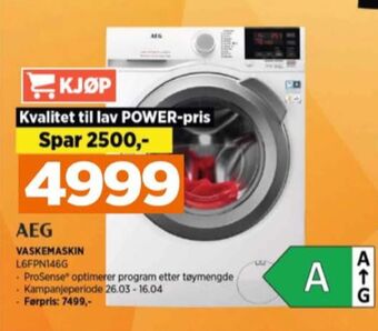 POWER Aeg vaskemaskin tilbud