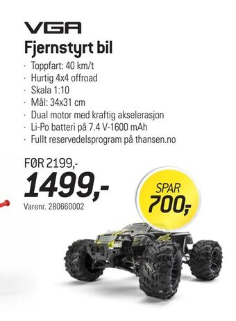 Thansen Fjernstyrt bil tilbud