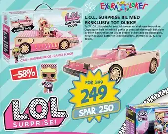 Extra Leker L.o.l. surprise bil med eksklusiv tot dukke tilbud