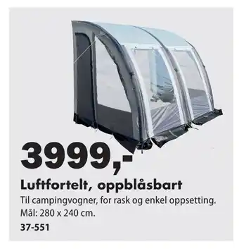 Biltema Luftfortelt, oppblåsbart tilbud