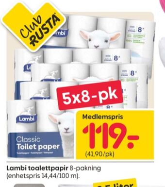 Rusta Classic toalettpapir tilbud