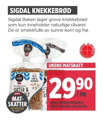 Meny Sigdal knekkebrød tilbud