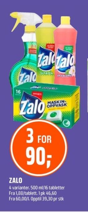 Coop Obs Zalo oppvaskmiddel tilbud